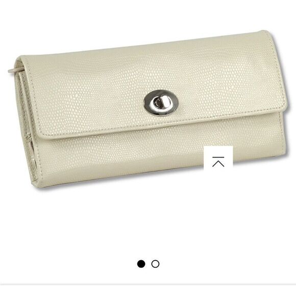 Jared WOLF London Travel Jewelry Roll Cream Leather storage box snakeskin - Picture 1 of 12